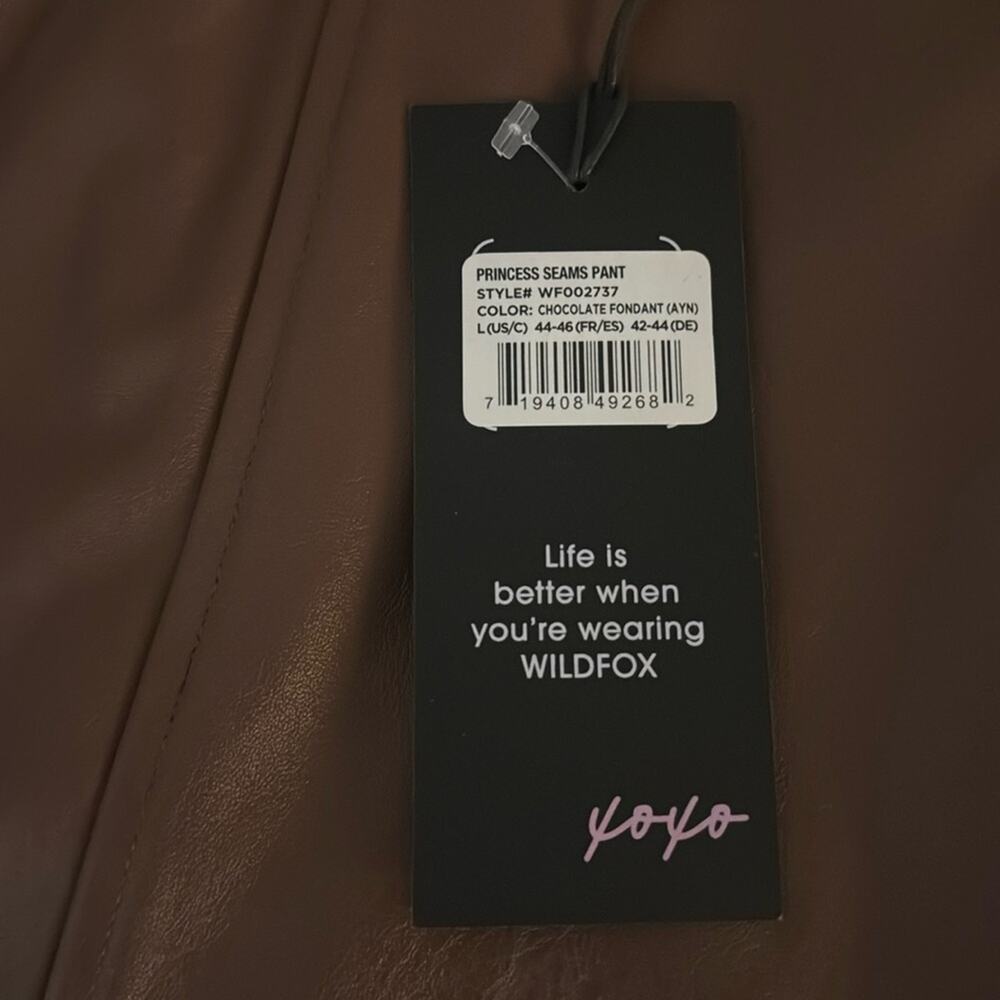 Wildfox Vegan Leather Princess Seams Pants - Chocolate Fondant - Picture 8 of 9
